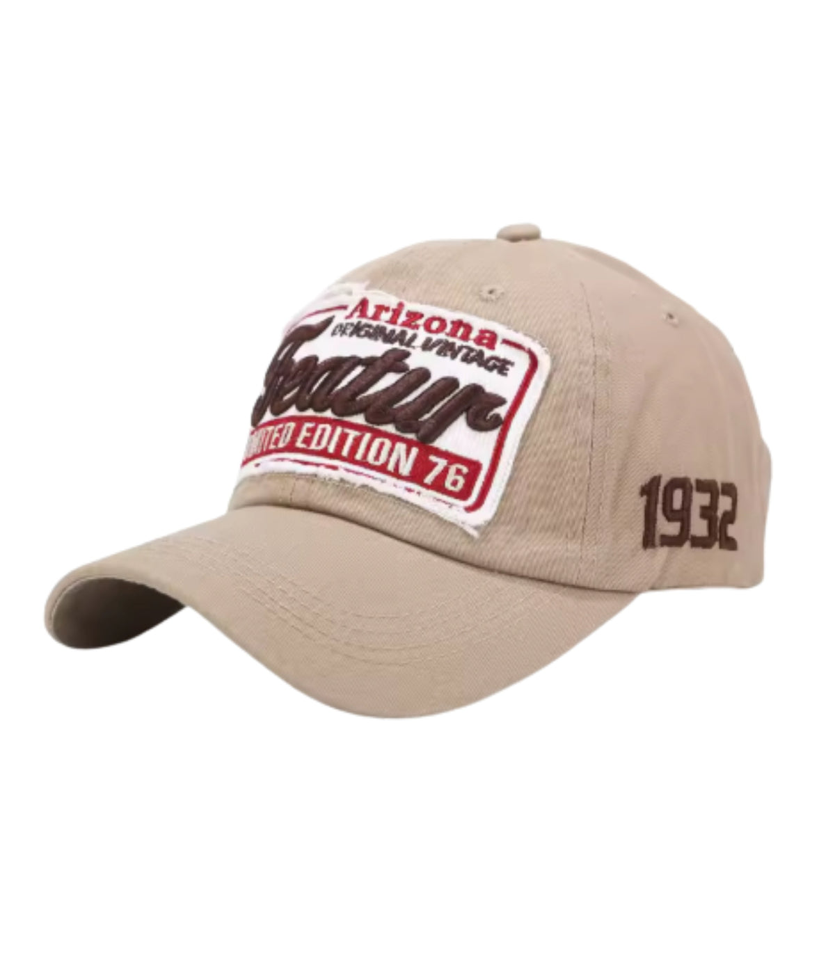 Sahara Brown Arizona Vintage Patch cap in washed cotton with woven patch and 1932 stitching