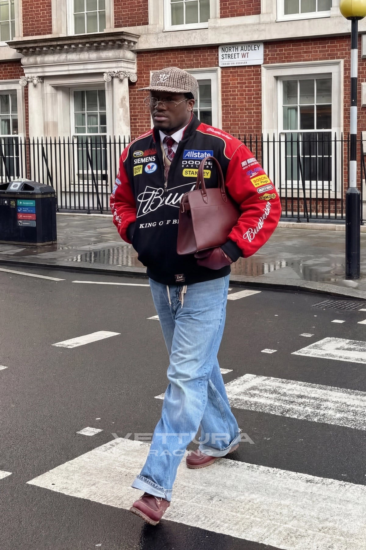 Street style look with the Budweiser NASCAR vintage racing jacket
