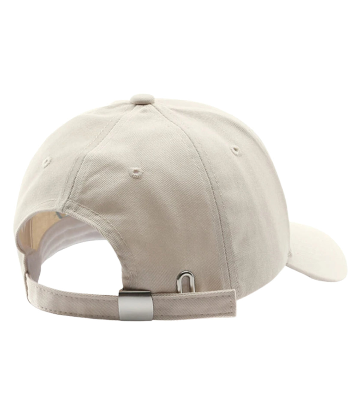 Rear of the Sahara Brown California cap showing the metal clasp strap