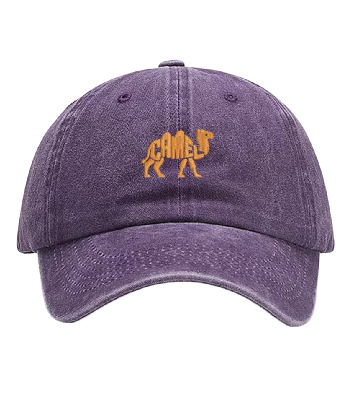 Plum purple Camel embroidered dad cap, front view