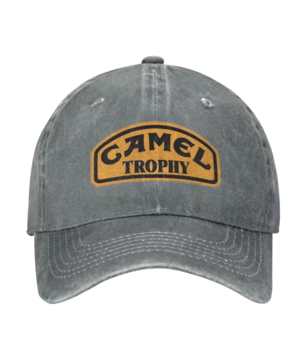 Gray Camel Trophy washed cotton cap, front view