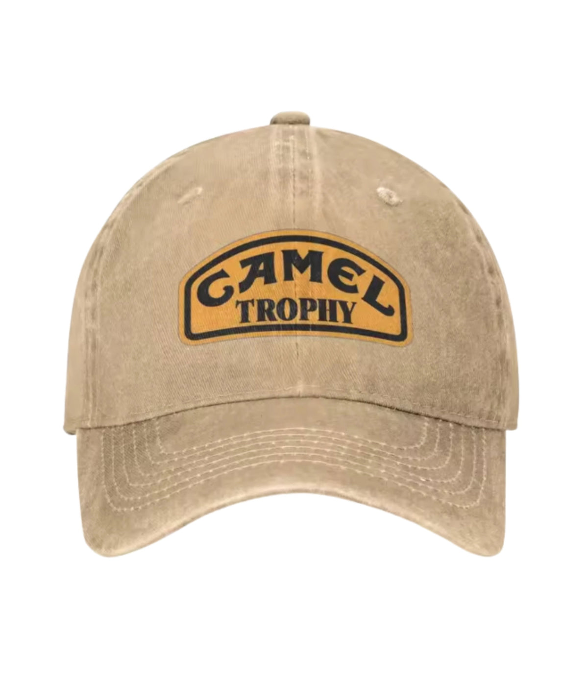 Beige Camel Trophy washed cotton cap, front view