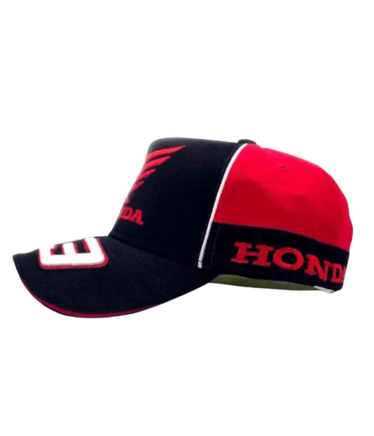 Side view of the black Honda 93 racing cap