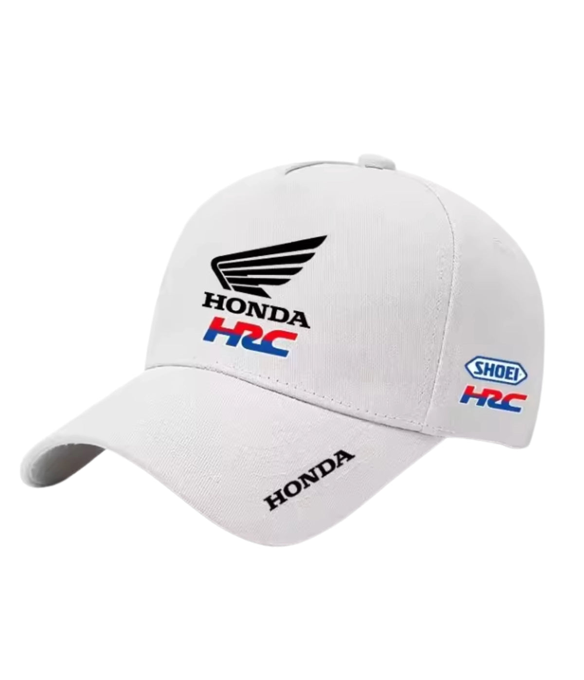 White Honda HRC embroidered racing cap, side view