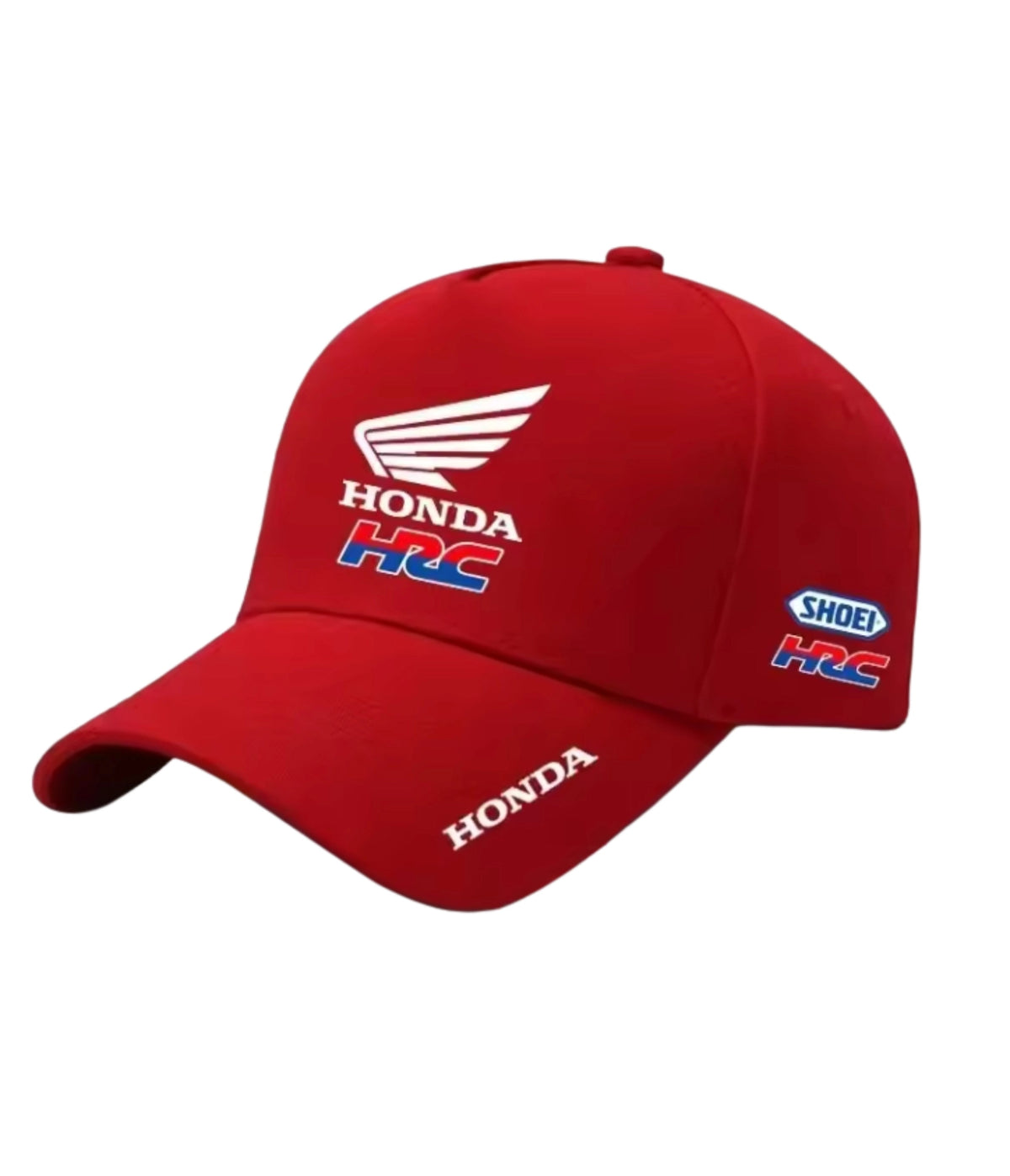 Red Honda HRC embroidered racing cap, side view