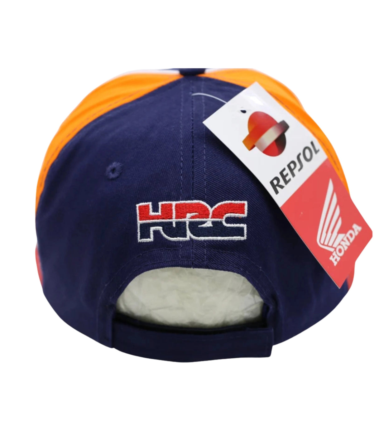 Back of the Honda Repsol cap with embroidered HRC lettering