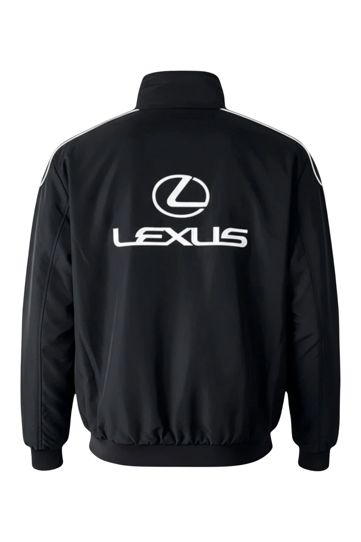 Lexus vintage racing jacket flat back view with embroidered emblem