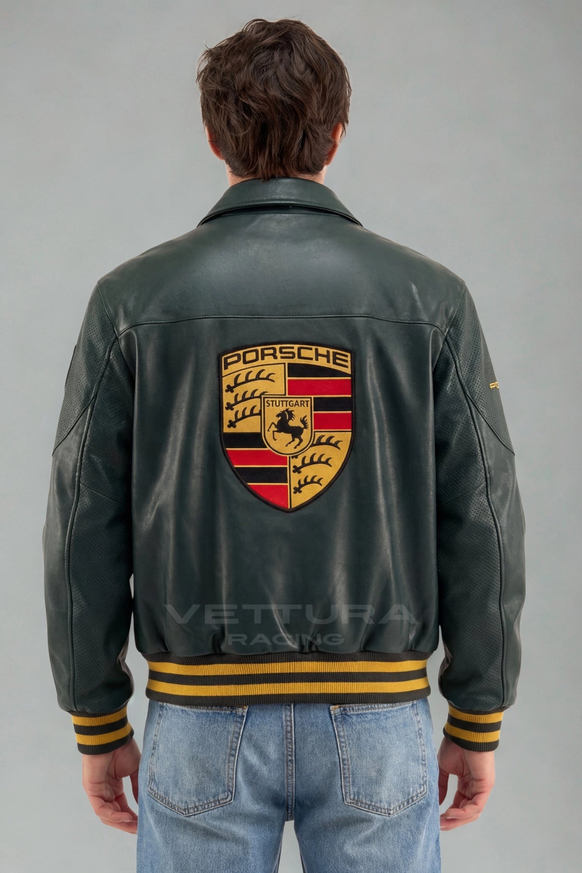 Porsche 993 Turbo leather jacket worn with jeans