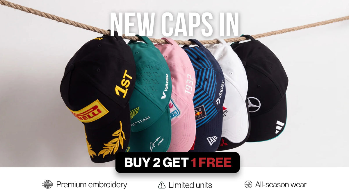 New caps in, buy 2 get 1 free: Ferrari, Pirelli, Mercedes and F1 team embroidered caps