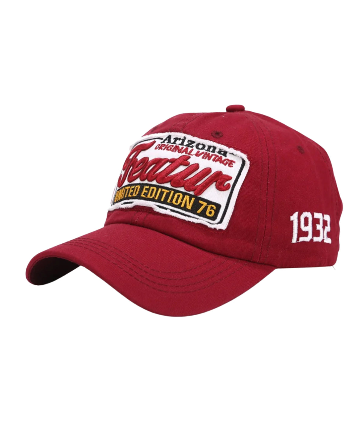 Rosso red Arizona Vintage Patch cap with the Limited Edition 76 woven patch