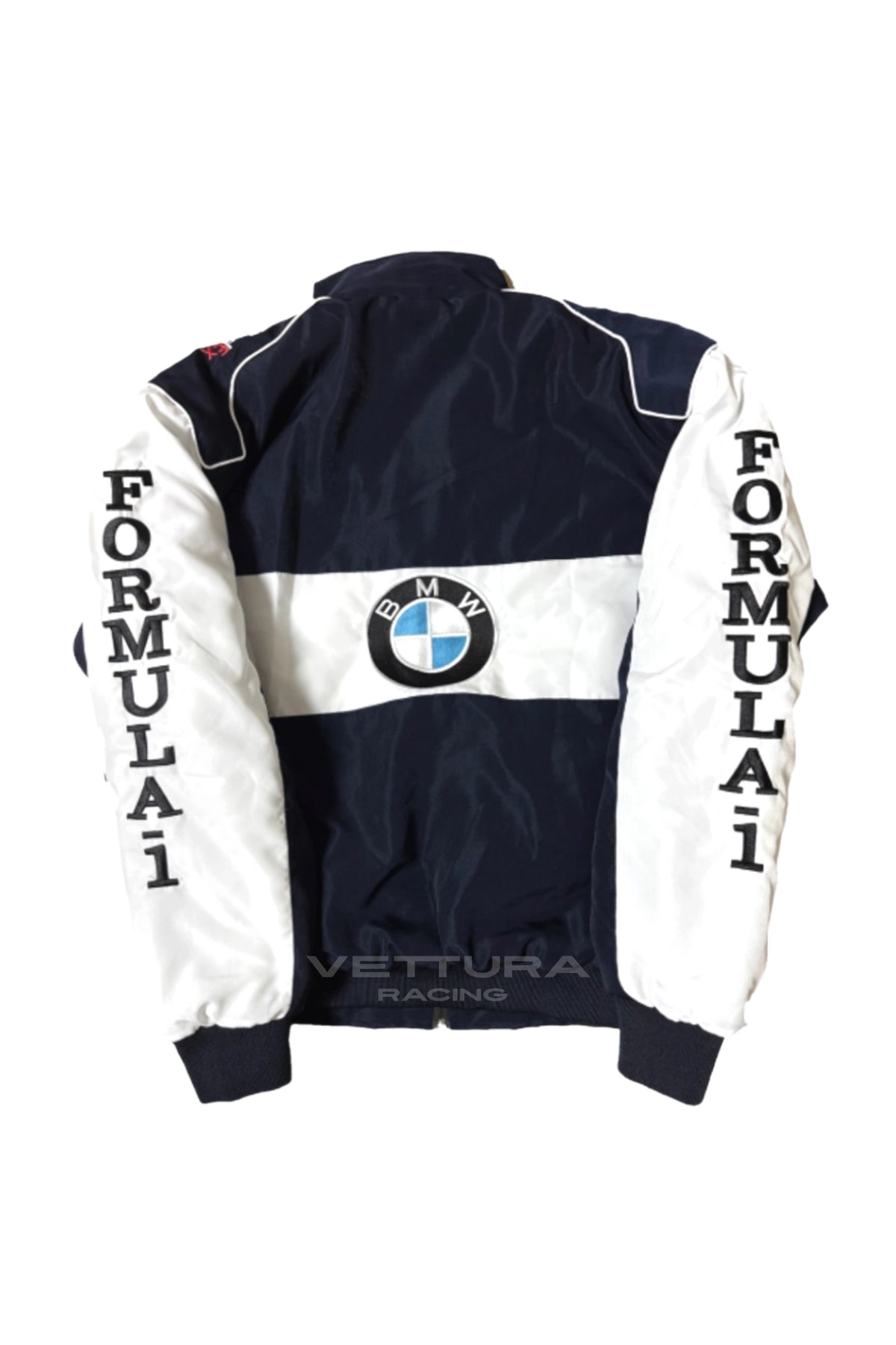 Back of the BMW Williams racing jacket with the roundel on the white band