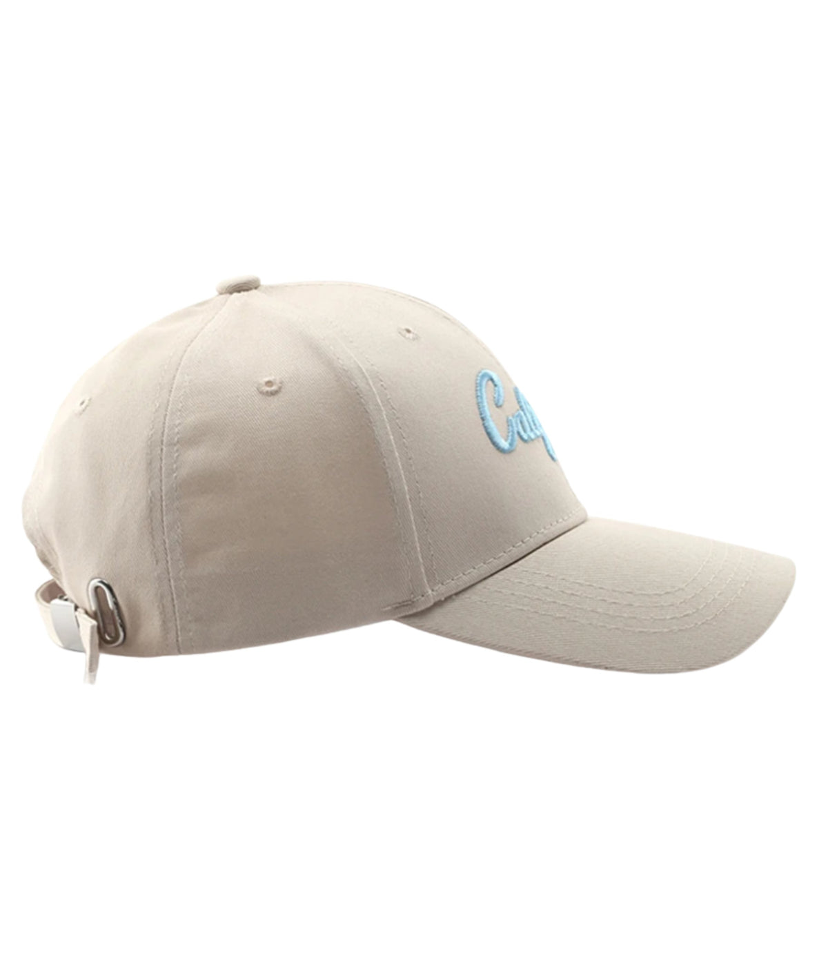 Side profile of the Sahara Brown California cap with pre-curved brim