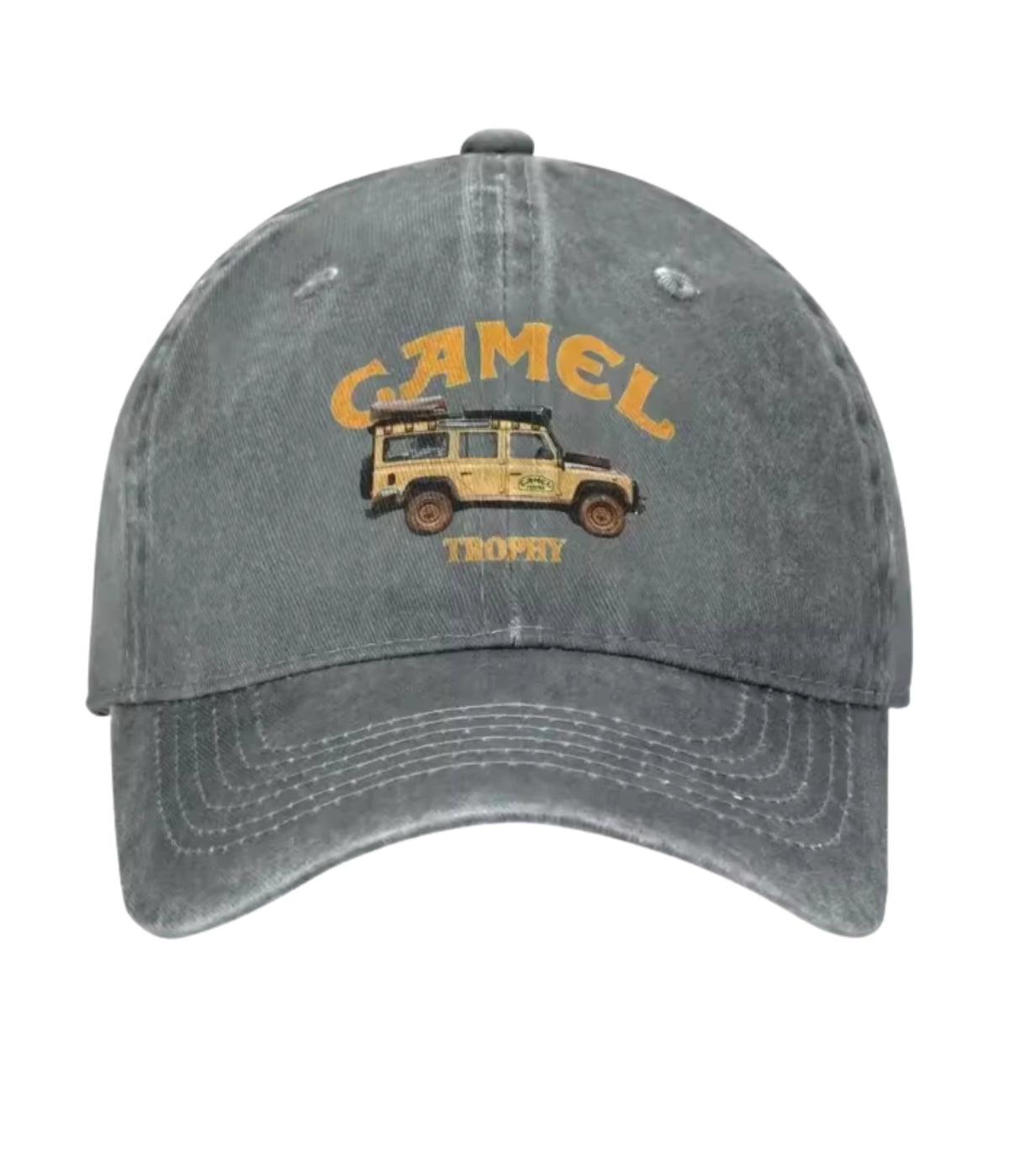 Gray Camel 4x4 washed cotton dad cap, front view