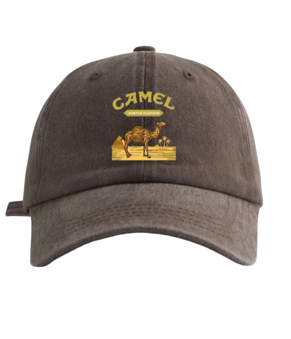 Havana brown Camel Desert washed cotton cap, front view