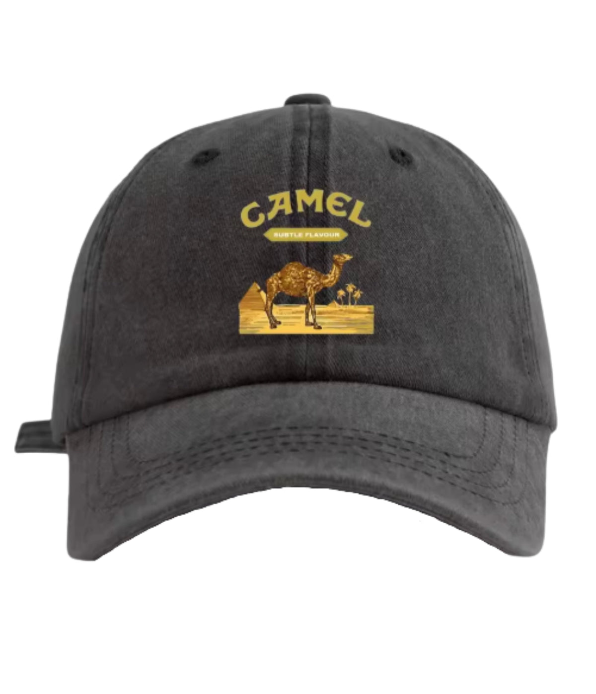 Carbon black Camel Desert washed cotton cap, front view