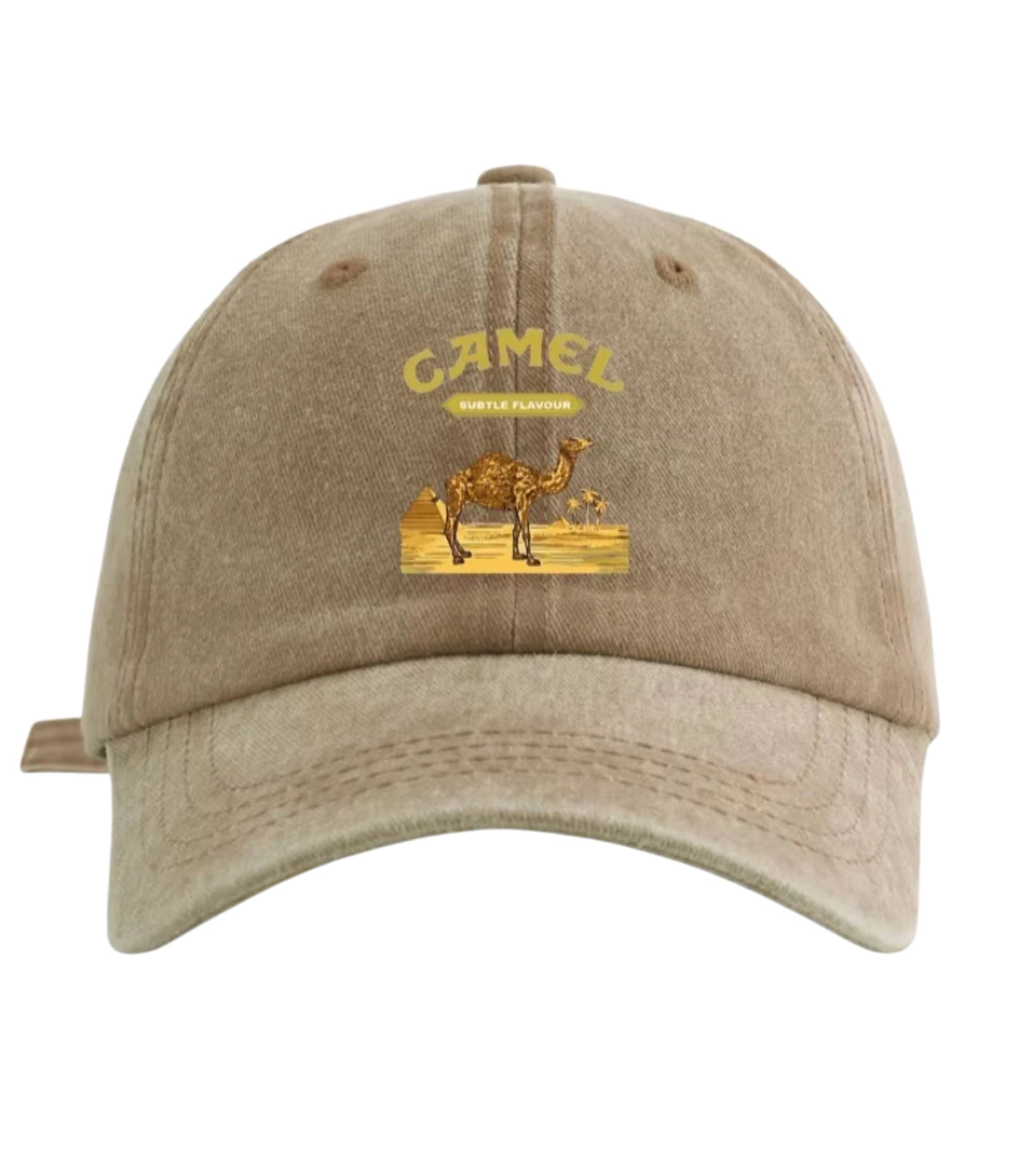 Sahara brown Camel Desert washed cotton cap, front view