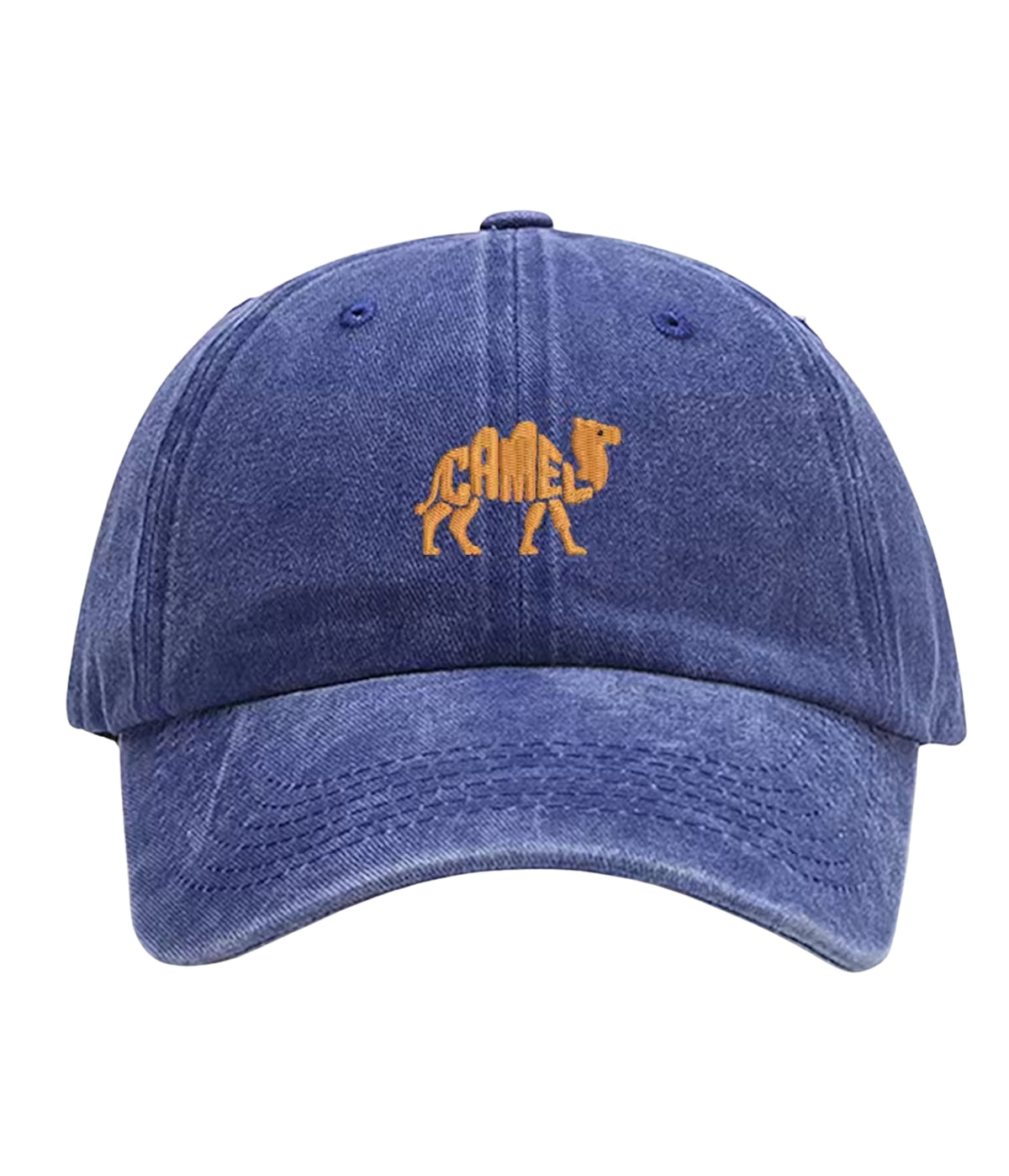 Blue Camel embroidered dad cap, front view
