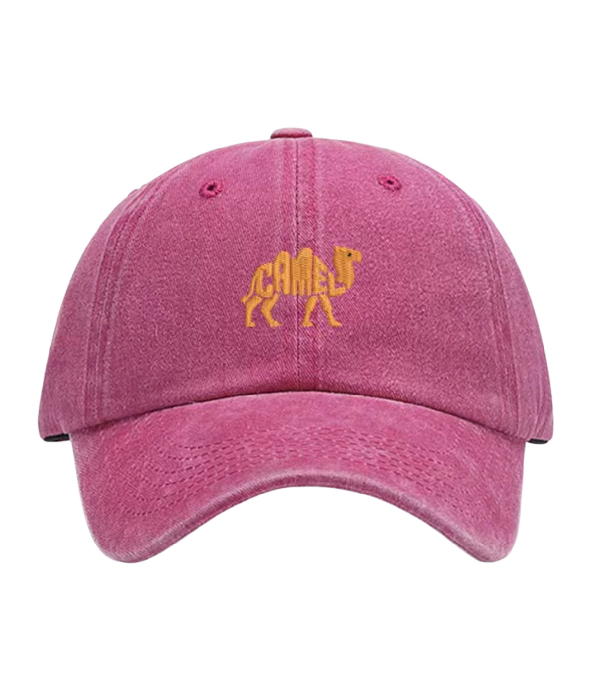 Blush pink Camel embroidered dad cap, front view