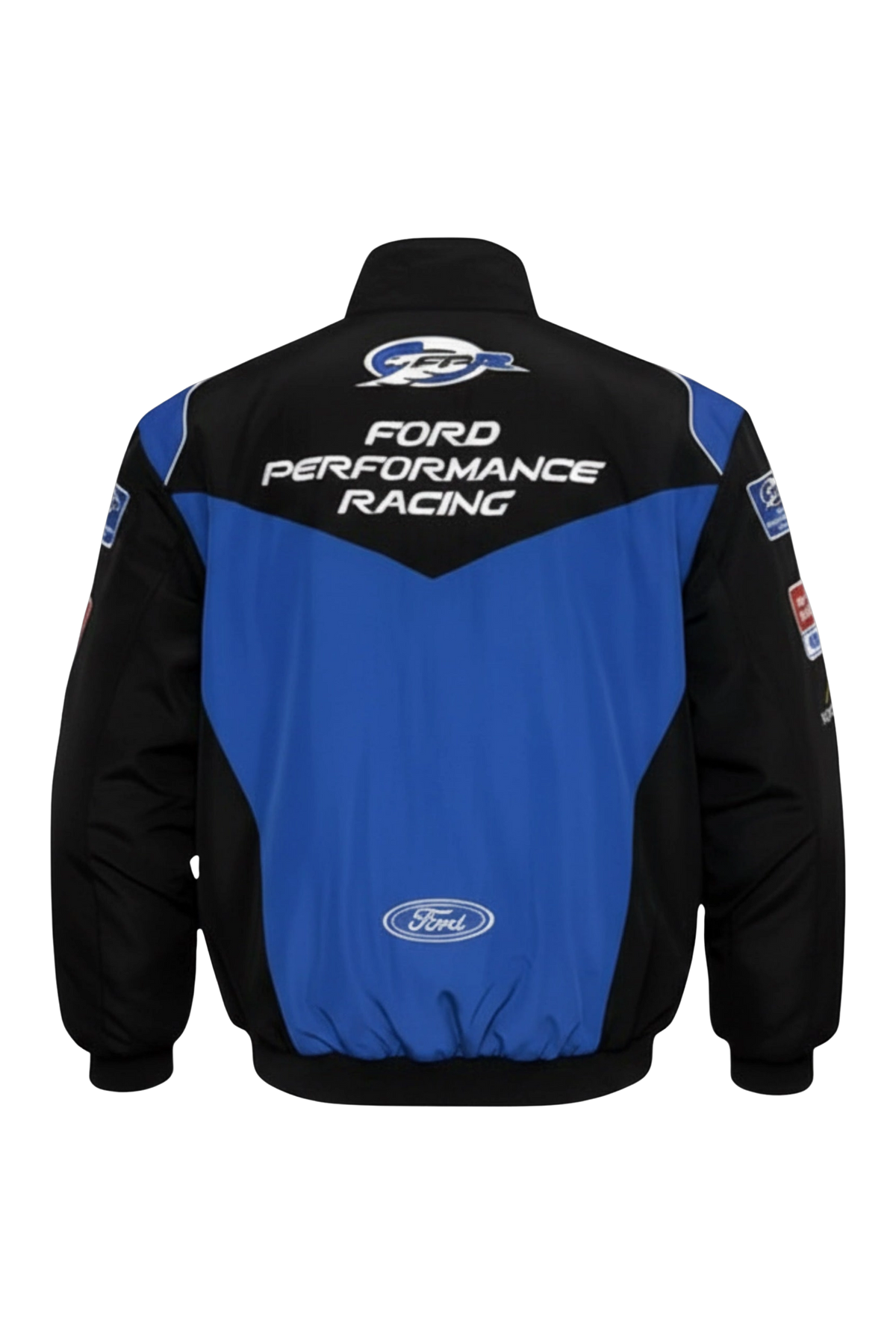 Ford Performance Racing vintage jacket flat back view with embroidered Ford oval