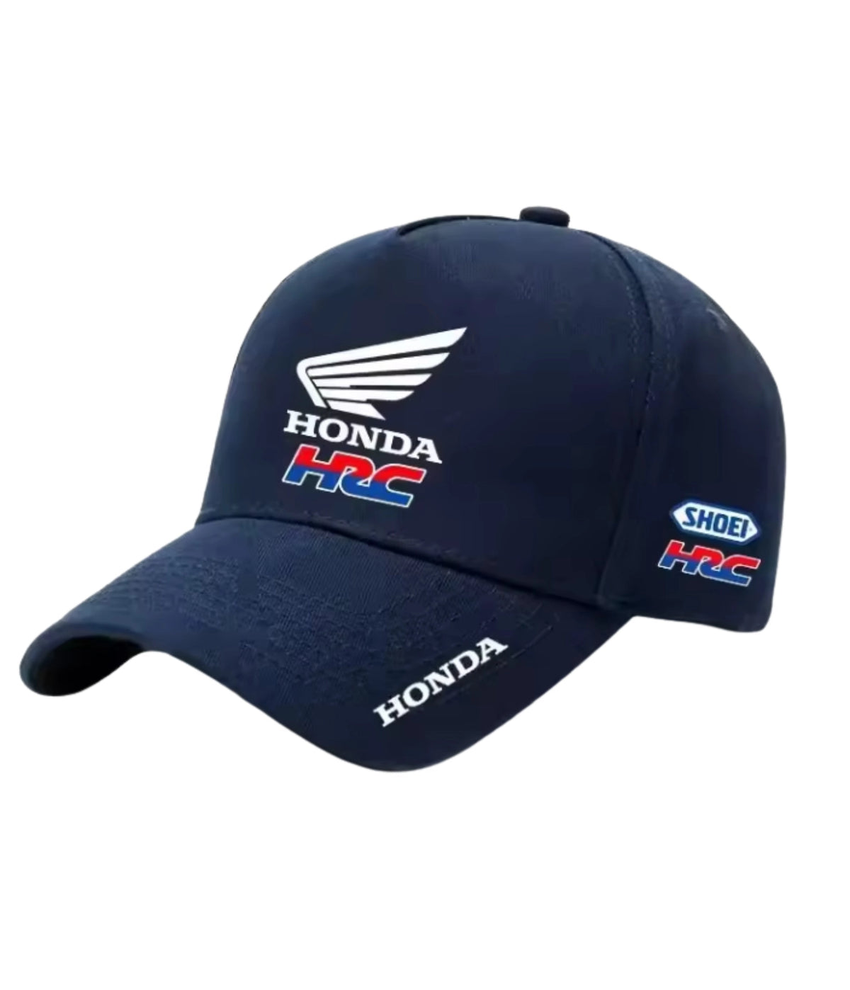 Navy blue Honda HRC embroidered racing cap, side view