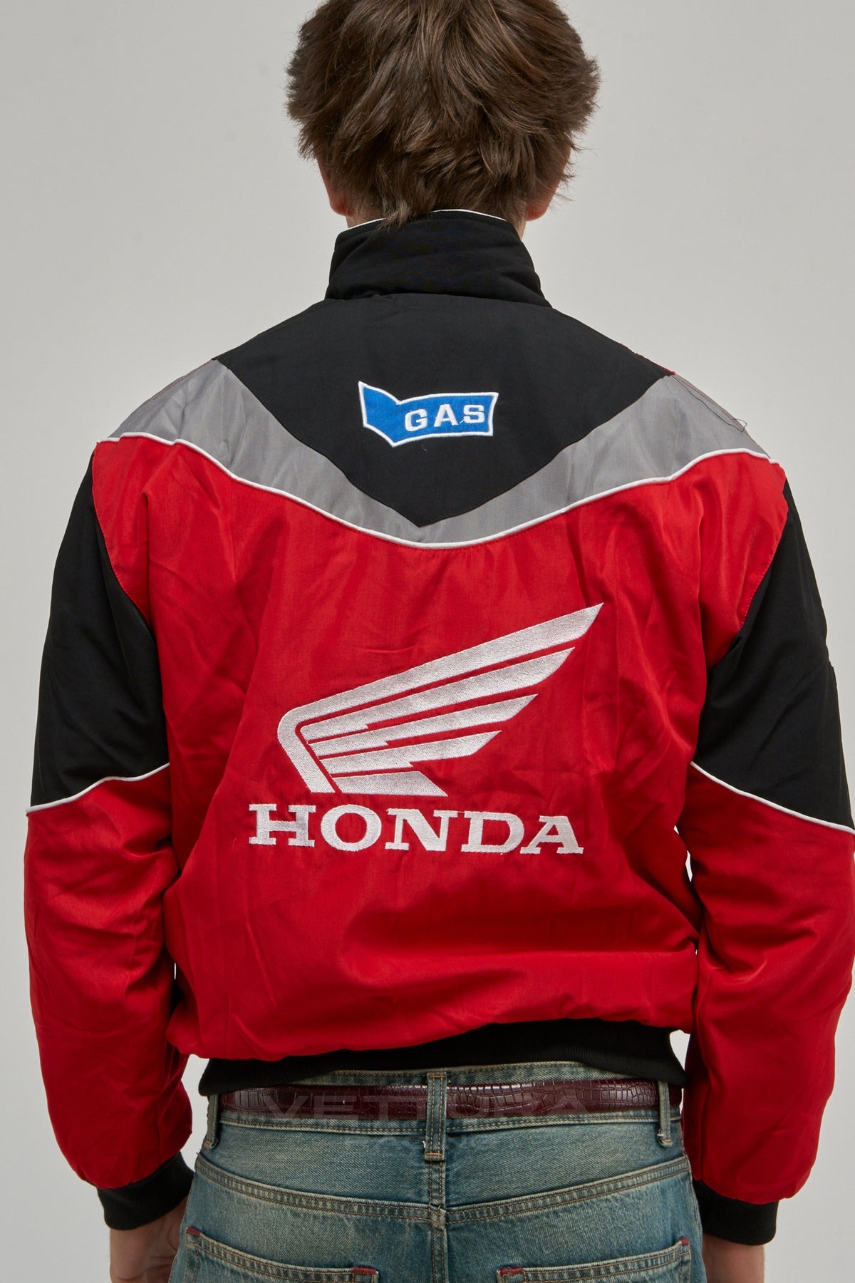 Honda vintage racing jacket worn on the street