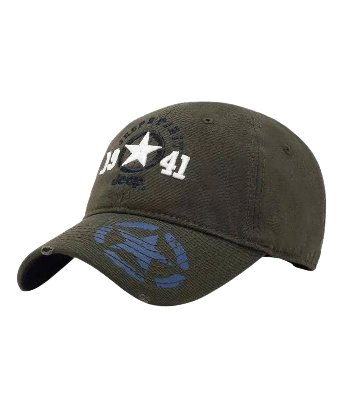 Olive green Jeep 1941 embroidered cap, side view