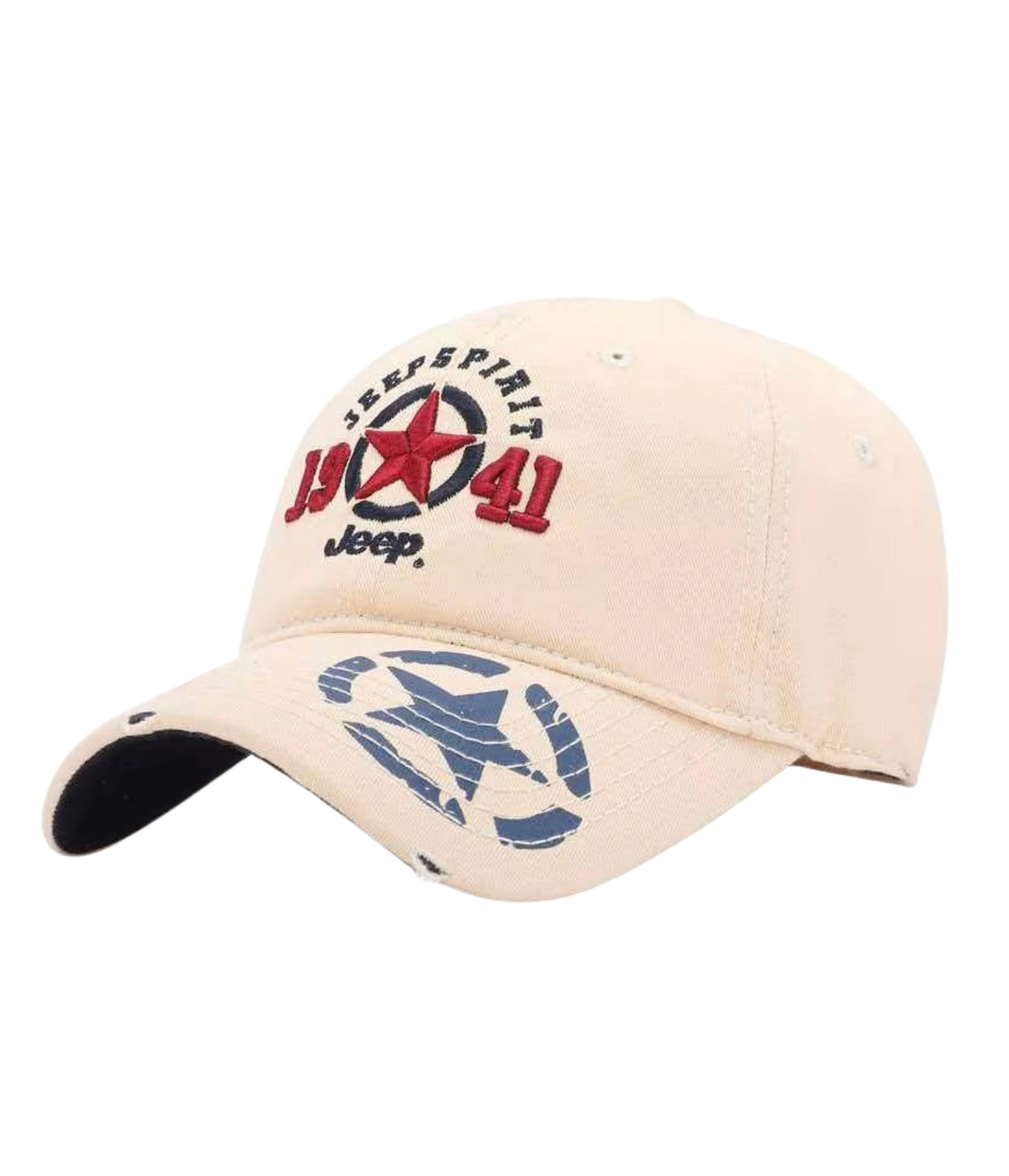 Beige Jeep 1941 embroidered cap, side view