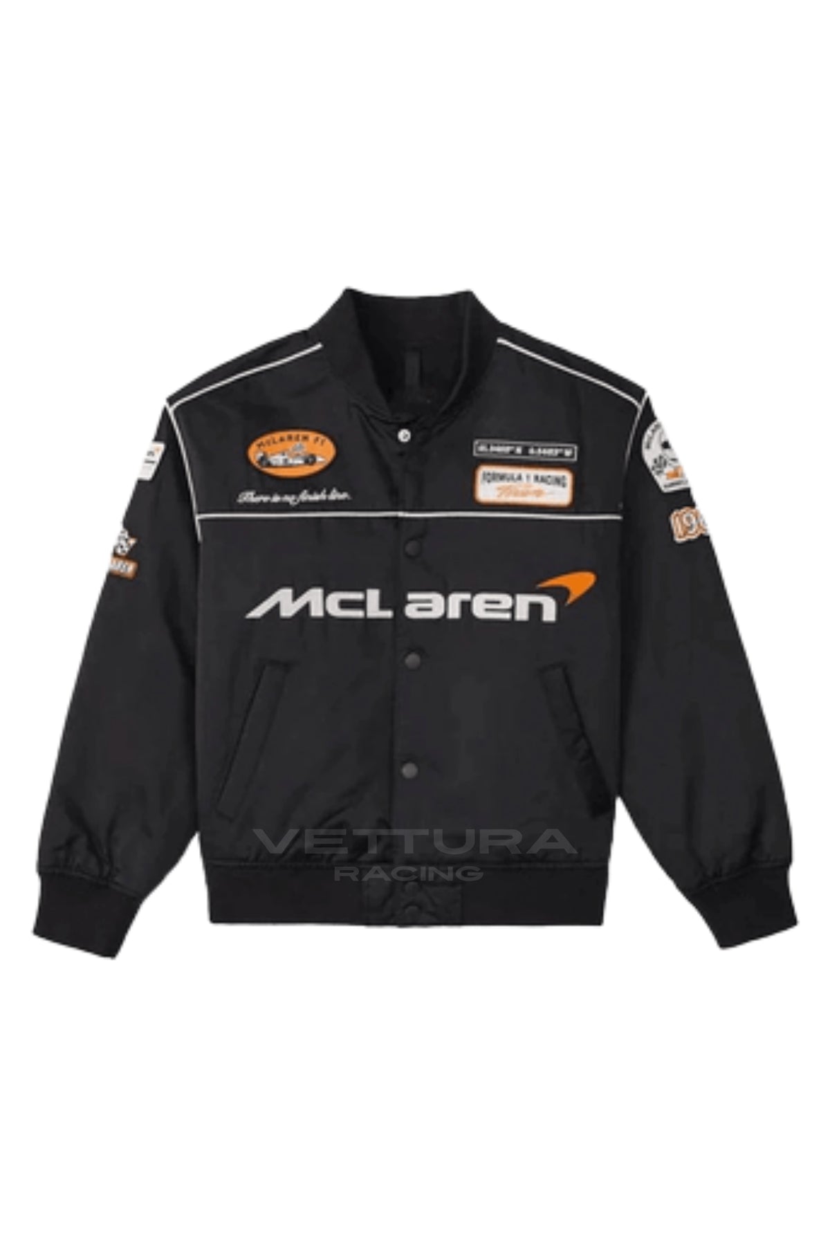 McLaren F1 Team racing jacket, front product shot on a white background