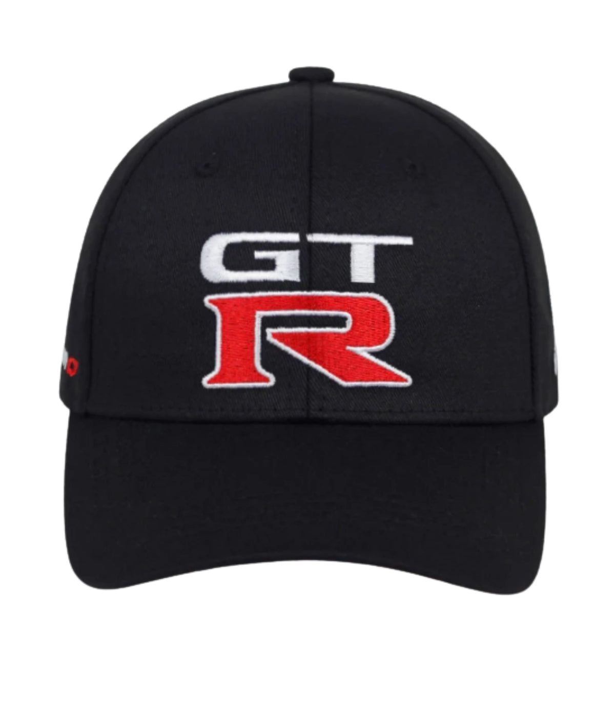 Black Nissan GT-R Nismo cap, front view with embroidered badge