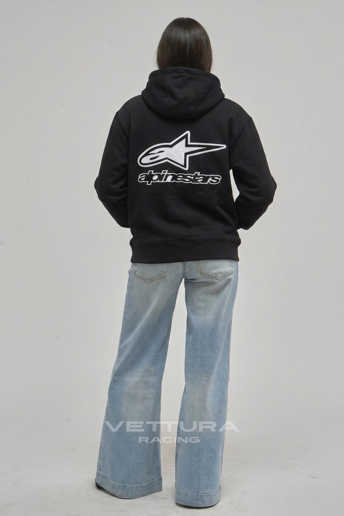 Back of the Red Bull Racing hoodie with the embroidered Alpinestars mark