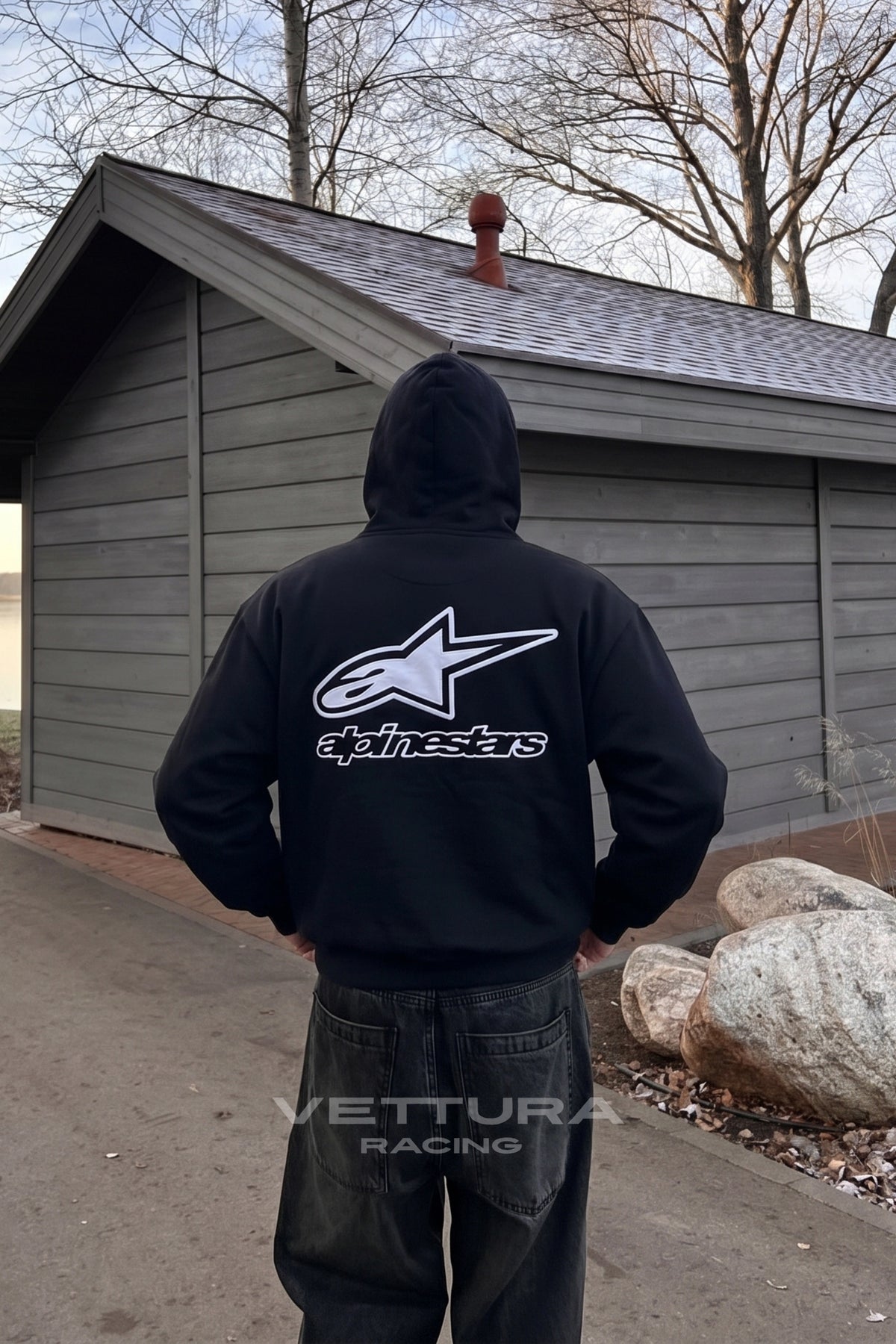 Detail of the brushed fleece and ribbed cuffs on the Red Bull hoodie