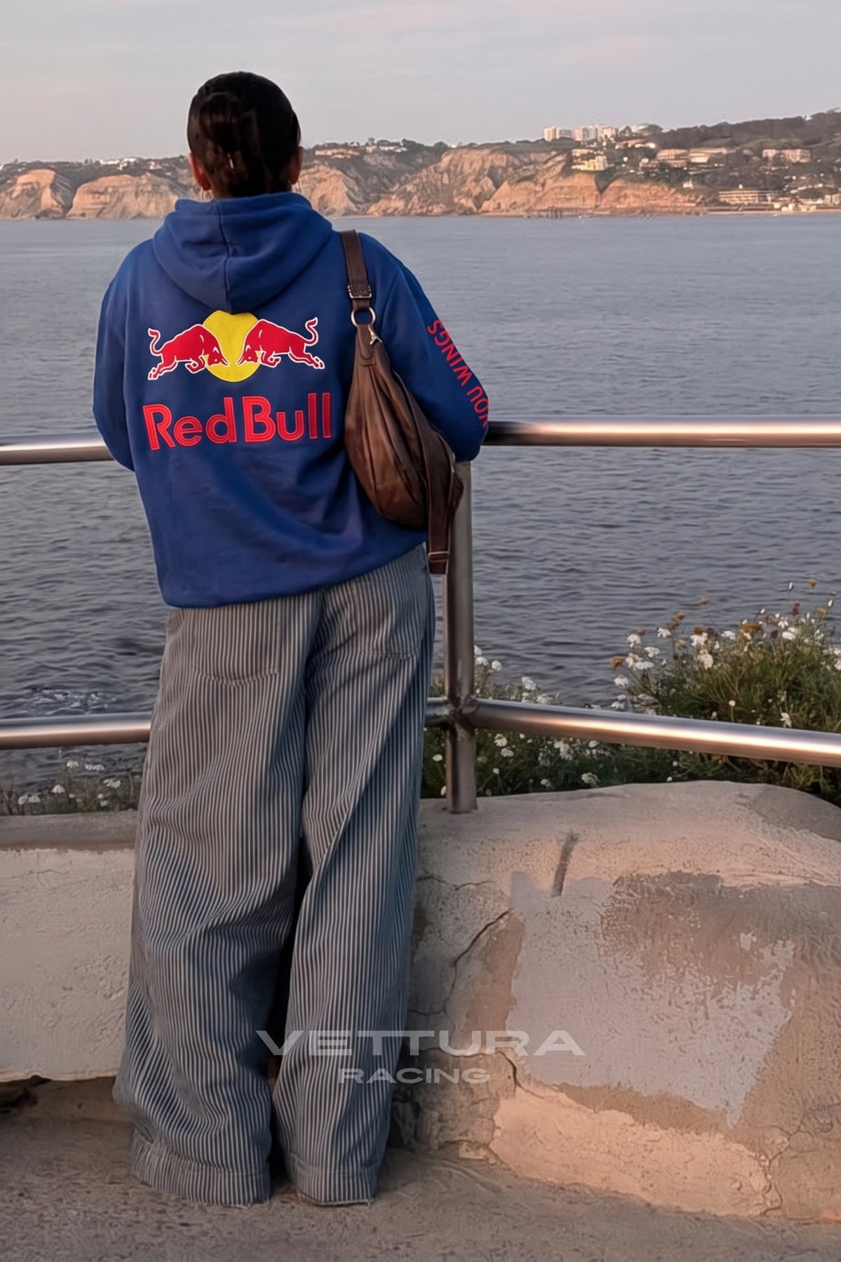 Detail of the full zip and ribbed cuffs on the Red Bull Racing hoodie