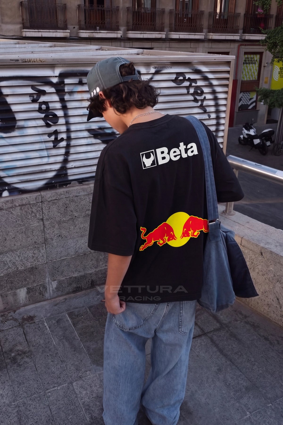 Red Bull classic edition racing t-shirt styled in daylight