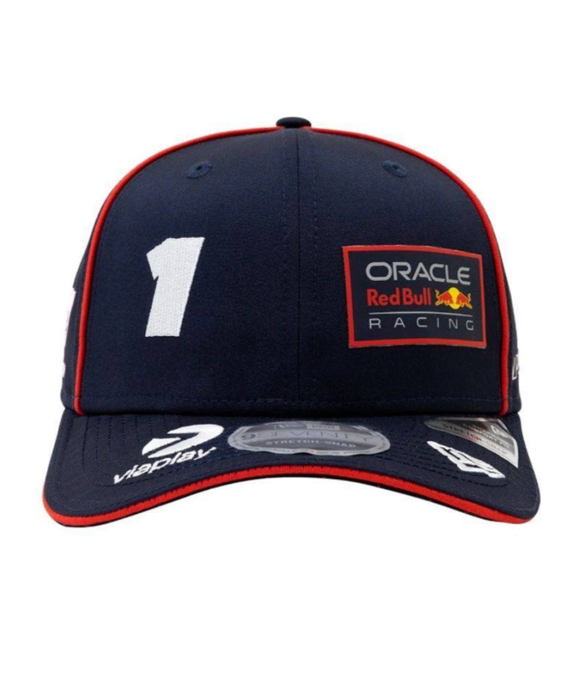Front of the navy Red Bull Racing 2023 cap showing the No.1 and team crest