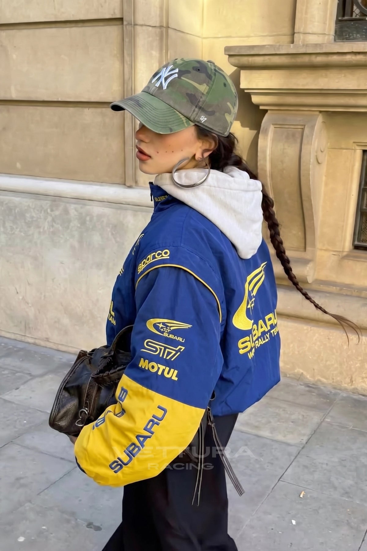 Street style look with the Subaru World Rally vintage racing jacket