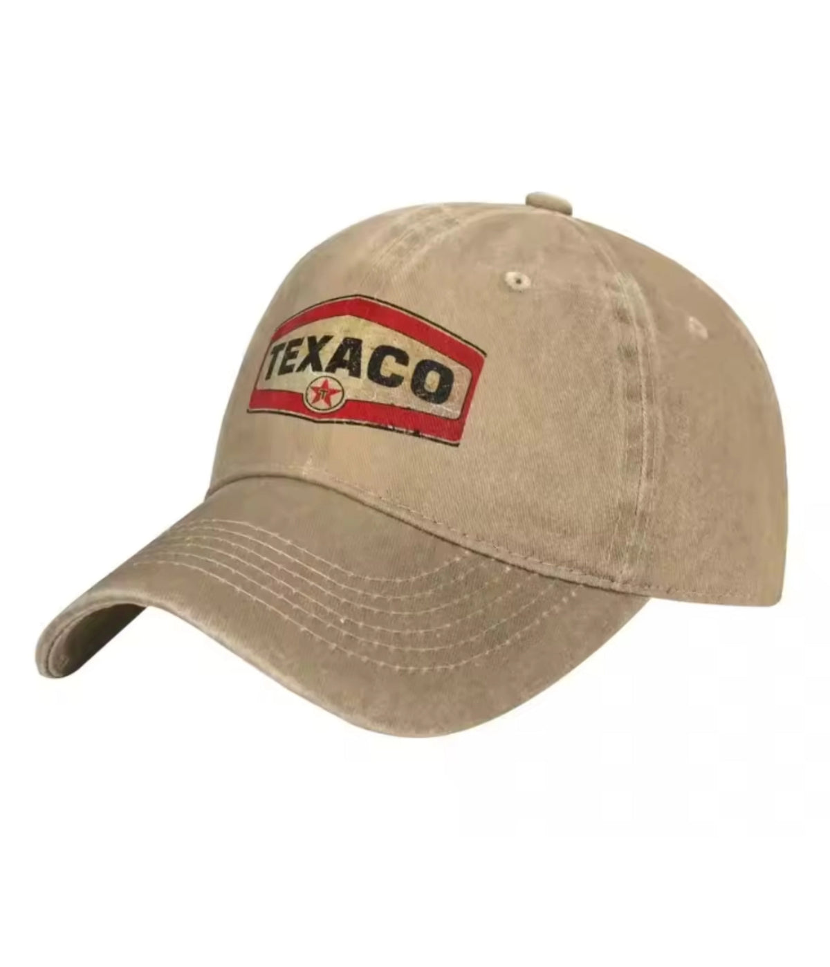 Beige Texaco Motor patch dad cap, front view